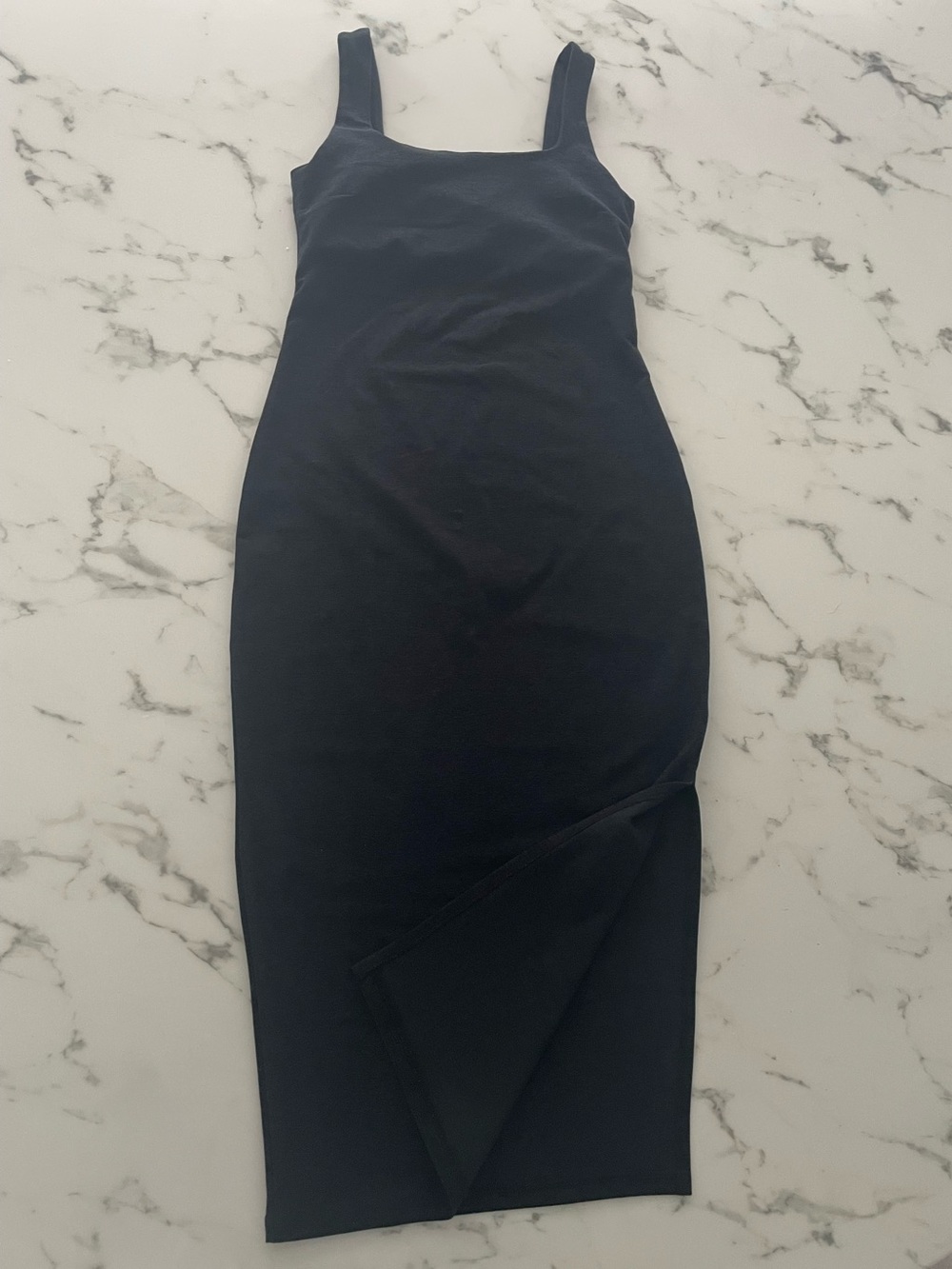 Beyond Yoga Black Square Neck Midi Bodycon Dress - Thick, soft, high-quality!